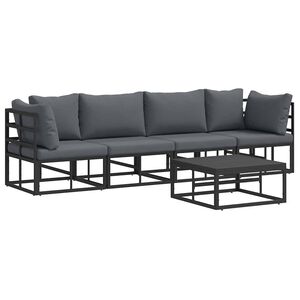 vidaXL Hagesofa Set 5 stk. Svart Metall
