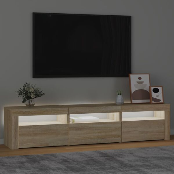 vidaXL TV-benk med LED-lys sonoma eik 180x35x40 cm