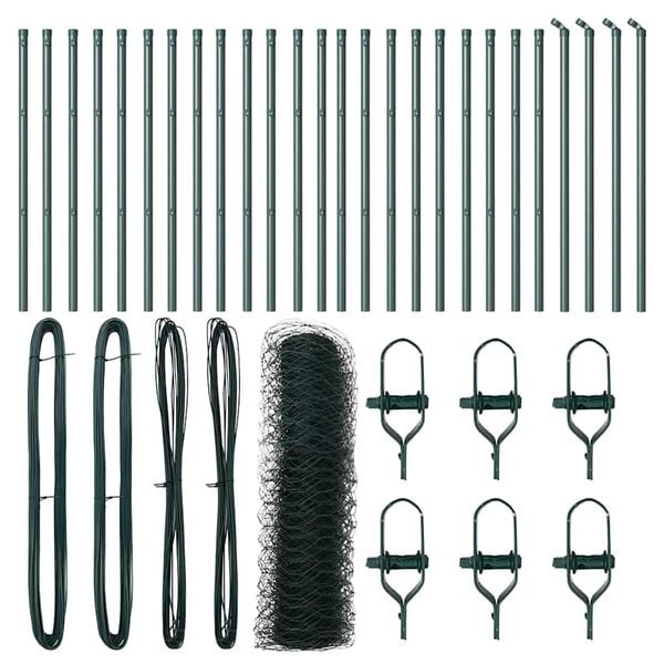 vidaXL Gjerdep&aring;le gr&oslash;nn 50 x 0,4 m (50 mm nett) St&aring;l og PVC