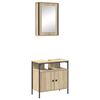 vidaXL Baderomsinnredningssett med hylle 2 pcs Brun Konstruert tre