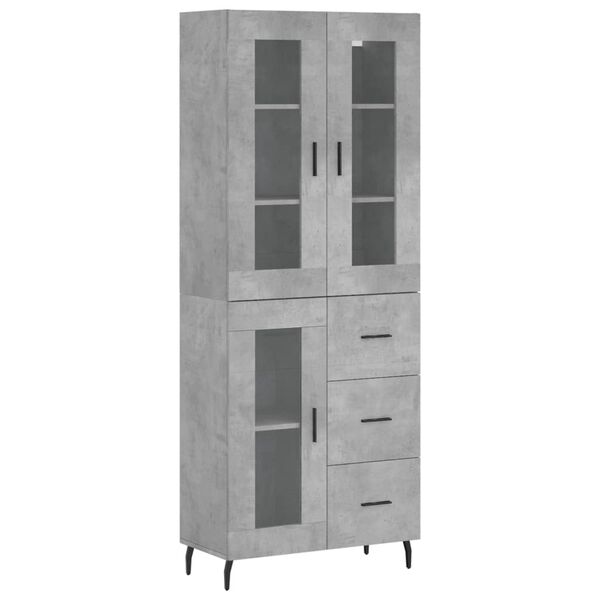 vidaXL Highboard betonggr&aring; 69,5x34x180 cm konstruert tre