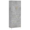 vidaXL Highboard betonggr&aring; 69,5x34x180 cm konstruert tre