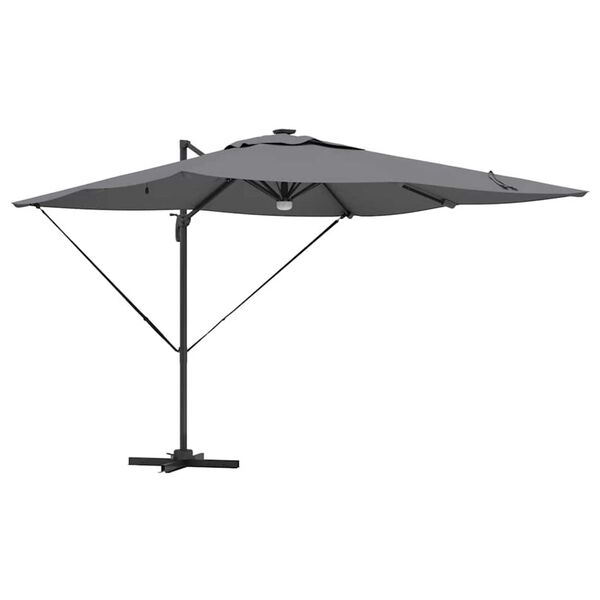 vidaXL Roma parasol med LED -stripelys Antrasitt 286 x 284 x 270 cm