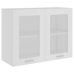 vidaXL Hengende skap glass "Lyon" hvit 80x31x60 cm konstruert tre