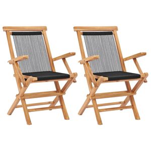 vidaXL Klappstoler 2 stk. heltre teak og tau