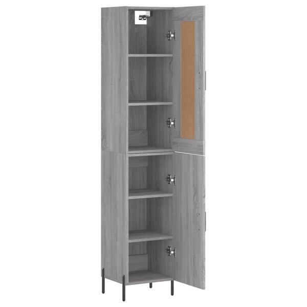 vidaXL Highboard gr&aring; sonoma 34,5x34x180 cm konstruert tre
