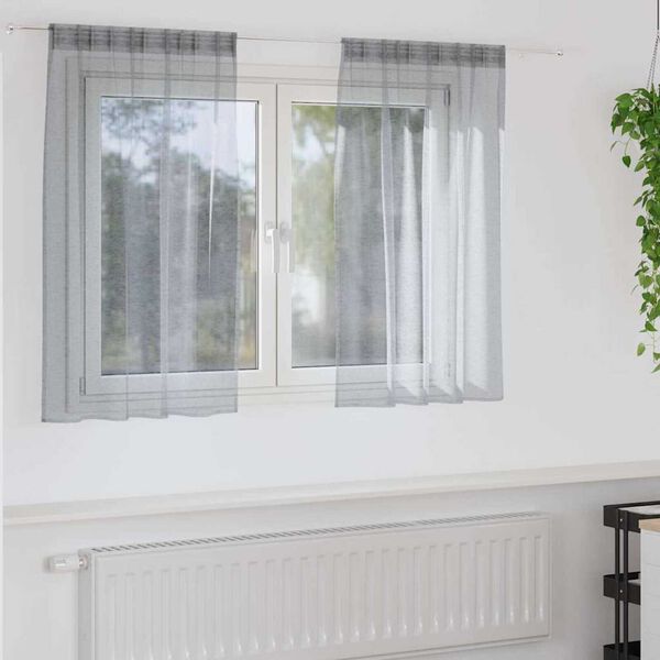 vidaXL Voile Gardin med gardiner 2 pcs Mørkegrå 140 x 140 cm Polyester
