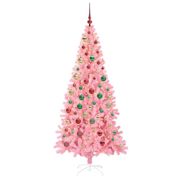 vidaXL Juletre med 300 LED med stativ Rosa 180 cm PVC