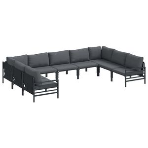 vidaXL Hagesofa Set med pute 9 pcs Svart St&aring;l