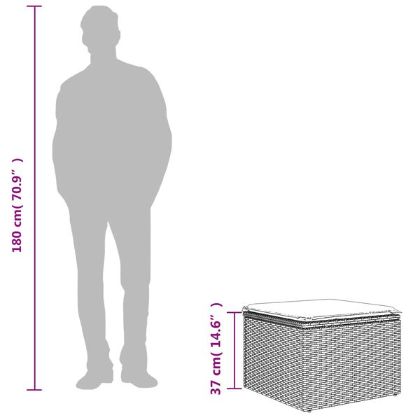 vidaXL Hagekrakk med pute brun 55x55x37 cm polyrotting