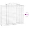 vidaXL Gabionkurver buede 11 stk 200x50x160/180 cm galvanisert jern