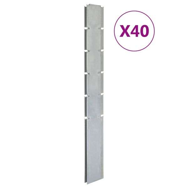 vidaXL Hagegjerdestolper 40 stk s&oslash;lv 160 cm&nbsp;galvanisert st&aring;l
