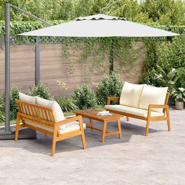 vidaXL Bistrosett med pute 3 pcs Brun 115 x 65 x 71 cm Solid akasietre