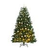 vidaXL Kunstig hengslet juletre med 300 LED og kulesett 210 cm