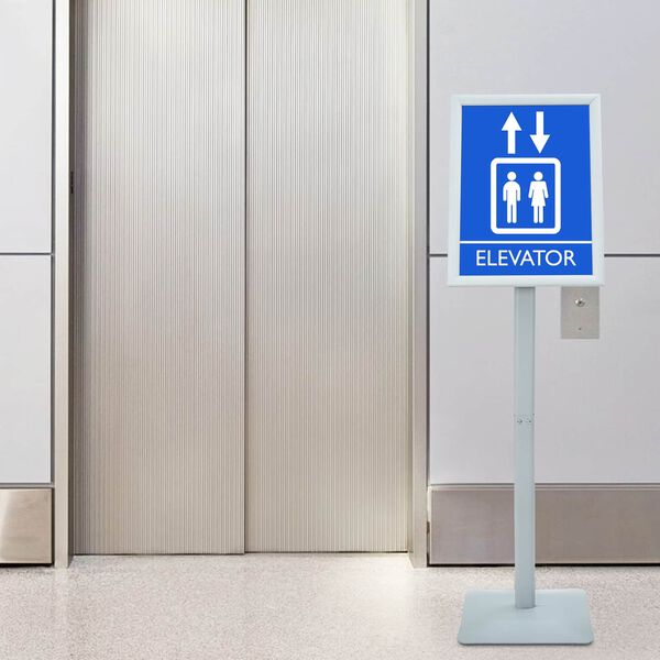 vidaXL Pedestal plakatstativ s&oslash;lv 32,5 x 27 x 126 cm PVC og st&oslash;pejern