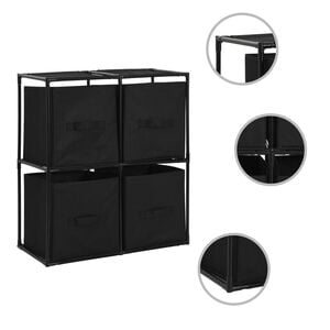 vidaXL Oppbevaringsskap med 4 stoffkurver svart 63x30x71 cm st&aring;l
