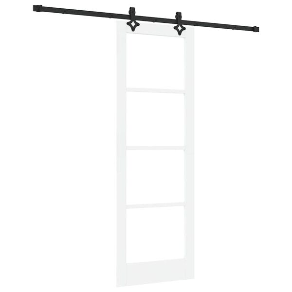 vidaXL Skyved&oslash;r Hvit 73,5 x 211 cm Massivt furutre og glass