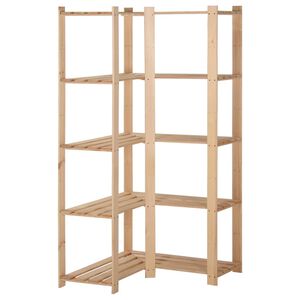 vidaXL Hj&oslash;rnehylle 5 etasjer 82,5x82,5x170 cm heltre furu