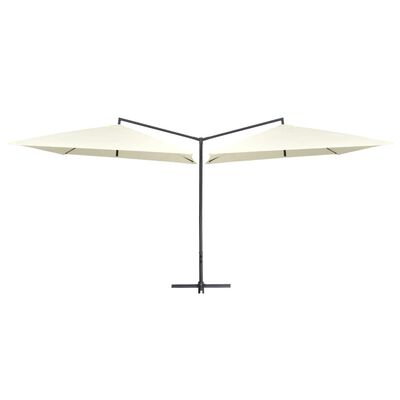 vidaXL Dobbel parasoll med stålstang 250x250 cm sandhvit