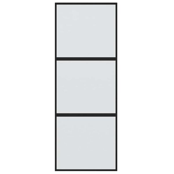 vidaXL Skyvedør svart 76x205 cm herdet glass og aluminium
