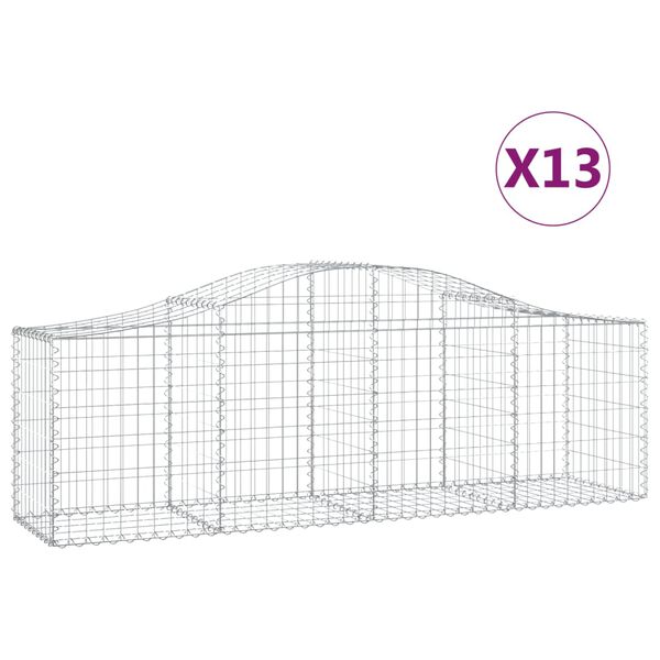 vidaXL Gabionkurver buede 13 stk 200x50x60/80 cm galvanisert jern