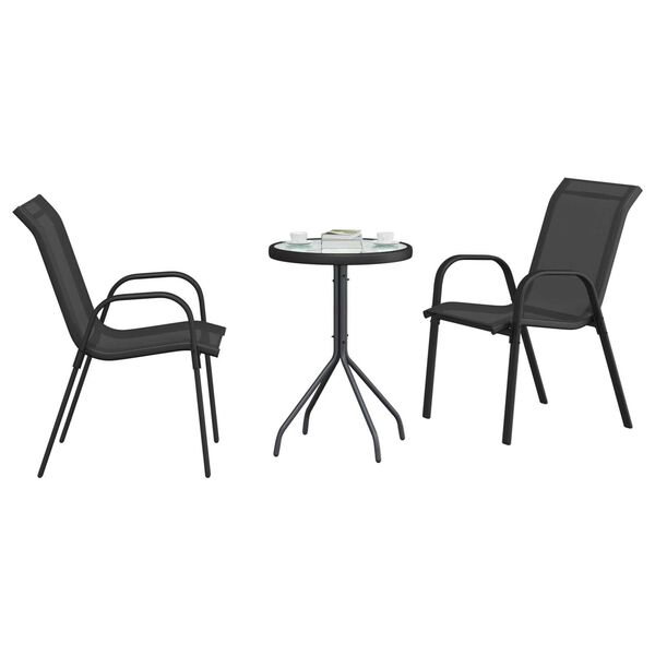 vidaXL Hage Bistro Sett 3 pcs Svart Stål