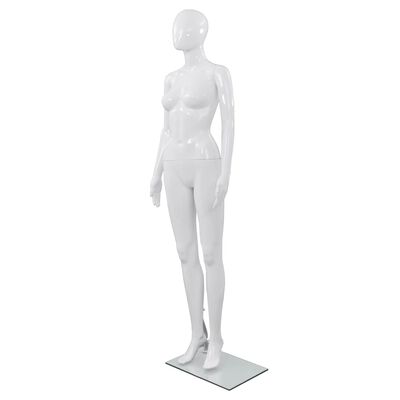 vidaXL Full-body kvinnelig utstillingsdukke med glassbase hvit 175 cm