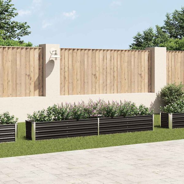 vidaXL Høybed galvanisert stål 320x40x45 cm antrasitt