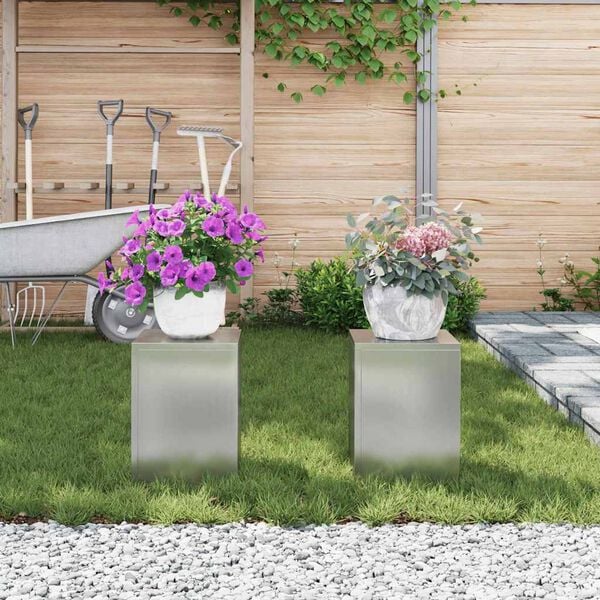 vidaXL Planteholder 2 pcs sølv 24 x 24 x 35 cm Galvanisert stål