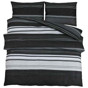 vidaXL Dynetrekksett svart stripe 220x240 cm bomull