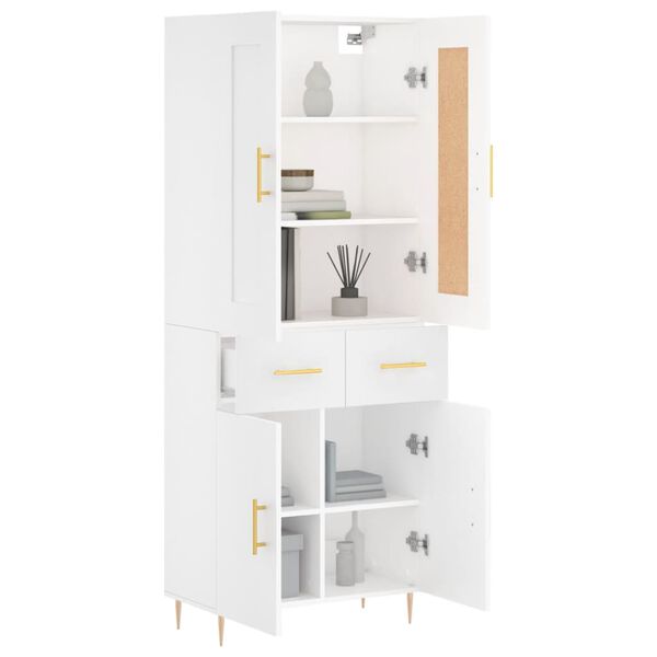 vidaXL Highboard hvit 69,5x34x180 cm konstruert tre