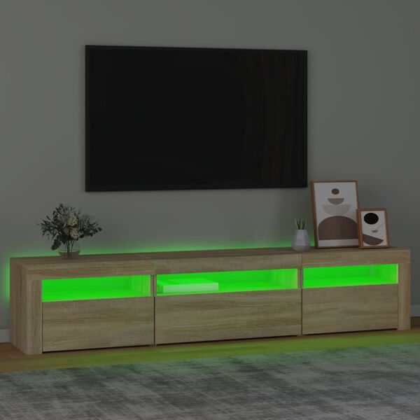 vidaXL TV-benk med LED-lys sonoma eik 195x35x40 cm