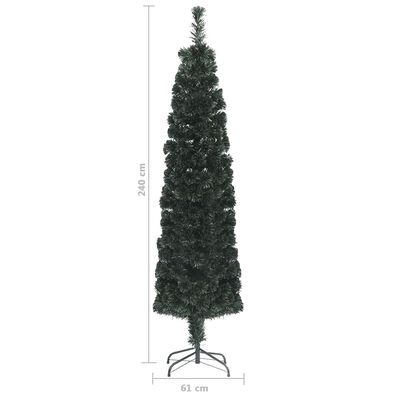 vidaXL Slankt kunstig juletre med stativ 240 cm fiberoptikk