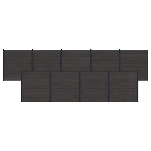 vidaXL Gjerdesett 9 pcs 1564 x 186 cm WPC og Aluminium Svart