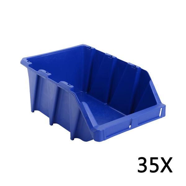 vidaXL Oppbevaringsbokser stablebare 35 stk 218x360x156 mm bl&aring;