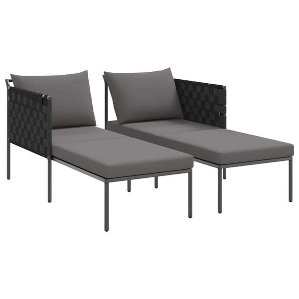 vidaXL Solseng med pute 2-person Antrasitt 115 x 153 x 69.5cm Stål