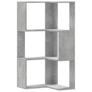 vidaXL Bokhylle hj&oslash;rne 3 etasjer betonggr&aring; 50x50x102 cm konstruert tre