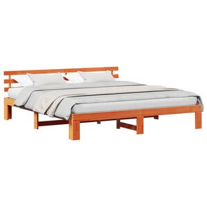 vidaXL Sengestamme med hodegjerde Vokset Brun 200 x 200 cm Massiv furu