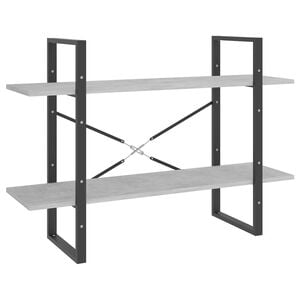 vidaXL Bokhylle 2 niv&aring;er betonggr&aring; 100x30x70 cm konstruert tre