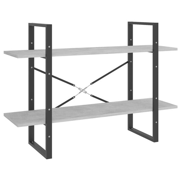vidaXL Bokhylle 2 nivåer betonggrå 100x30x70 cm konstruert tre