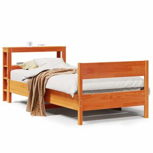 vidaXL Sengeramme uten madrass voksbrun 90x190 cm heltre furu