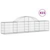 vidaXL Gabionkurver buede 15 stk 200x30x40/60 cm galvanisert jern