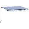 vidaXL Manuell uttrekkbar markise med LED 400x350 cm bl&aring; og hvit