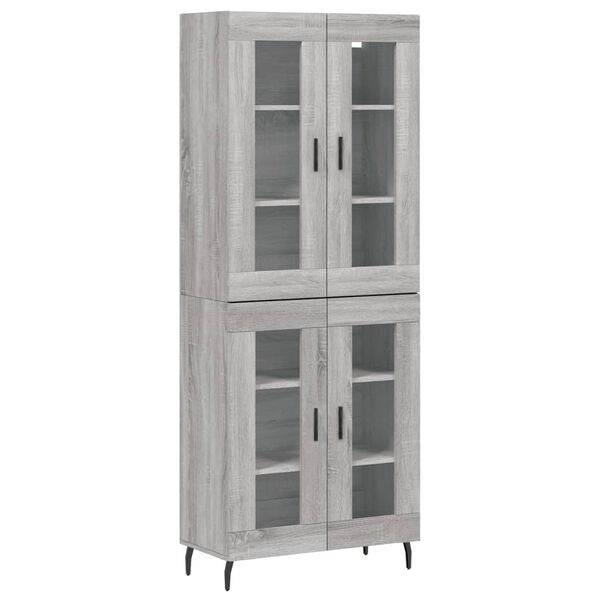 vidaXL Highboard gr&aring; sonoma 69,5x34x180 cm konstruert tre