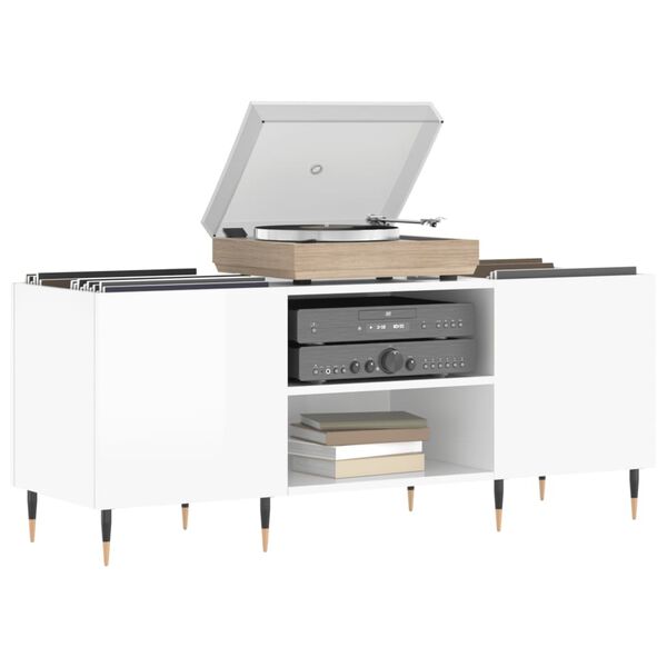 vidaXL Hifi-benk høyglans hvit 121x38x48 cm konstruert tre