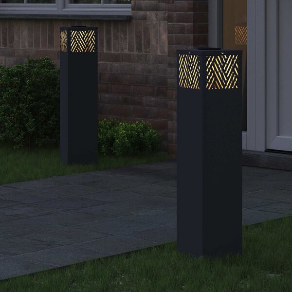 vidaXL Solenergi LED stibelys 2 pcs Antrasitt Kaldvalset st&aring;l