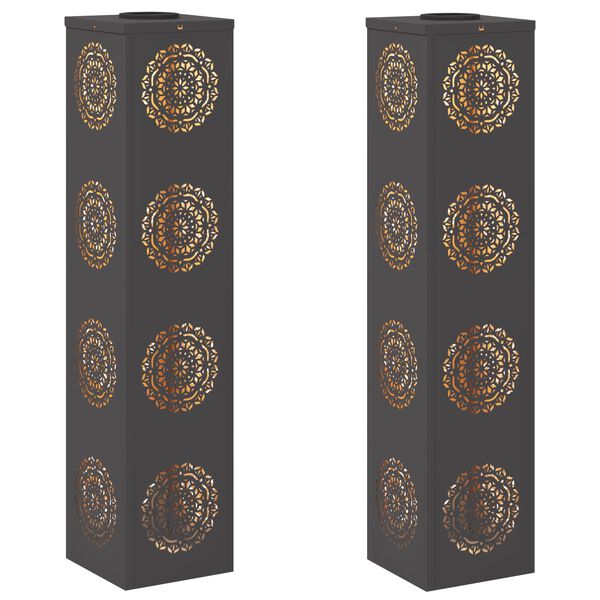 vidaXL Solenergi LED stibelys 2 pcs Svart Kaldvalset st&aring;l