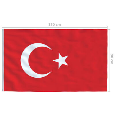 vidaXL Tyrkisk flagg 90x150 cm