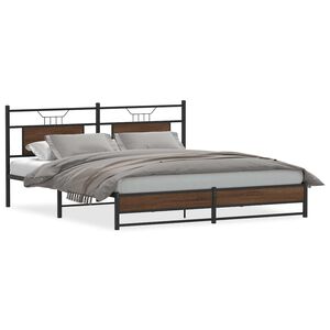 vidaXL Sengeramme i metall uten madrass brun eik 183x213 cm