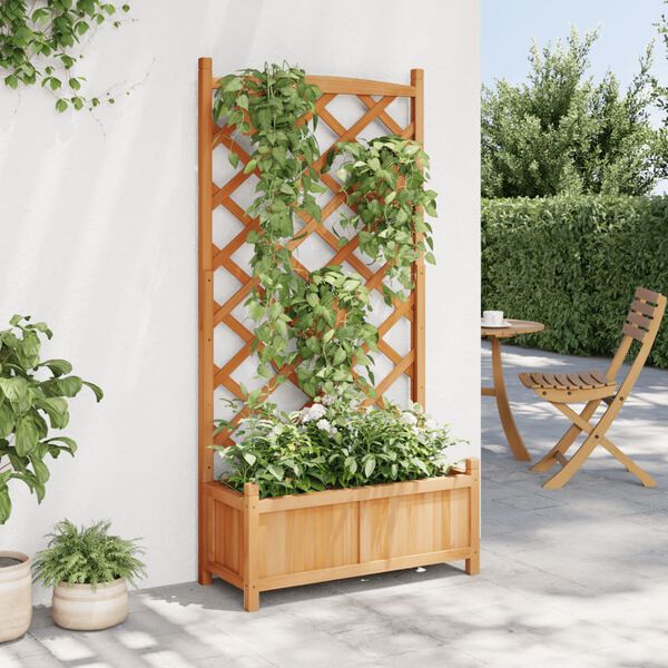 vidaXL Plantekasse med espalier brun heltre gran